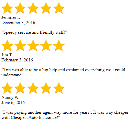 Five-star customer reviews from Jennifer L., Jim T., and Nancy W.
